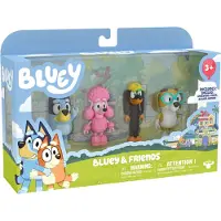Bluey - 4 speelfiguren Vrienden: Bluey, Snickers, Coco en Honey - Speelfigurenset