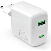 Puro Chargeur pour téléphone mobile Bloc secteur MiniPro USB-A + USB-C 65W Blanc