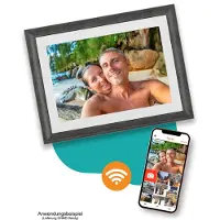 Pora&co Digitale Fotolijst met WiFi & Frameo App 10 inch, wit / bruin
