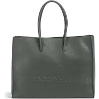 Coccinelle Leren Schoudertas Maxi Log Handbag Grained Leather Alga Donkergroen