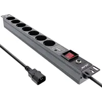 InLine 19'' stekkerdoos - IEC C14 - 7x CEE 7/3 - met overspanningsbeveiliging en schakelaar / zwart - 2 meter
