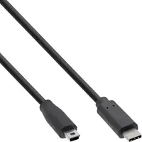 InLine 35751 USB 2.0 kabel, type C connector naar Mini-B connector (5-polig), zwart, 1 meter