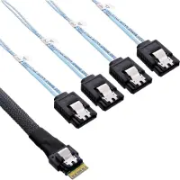 InLine Slim SAS-kabel, SFF-8654 naar 4x SATA 7-pin, 12Gb/s, 1m