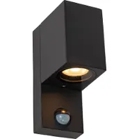 Lucide ZARO IR - Wandspot / Wandlamp Binnen/Buiten - 1xGU10 - IP65 - Beweging & dag/nacht sensor - Zwart