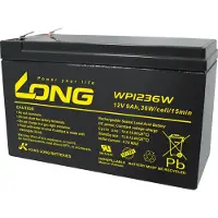 Long WP1236W Loodaccu 12 V 9 Ah Loodvlies (AGM) (b x h x d) 151 x 102 x 65 mm Kabelschoen 6.35 mm Geringe zelfontlading, Onderhoudsvrij