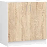 Akord Onderkast voor Spoelbak LIMA S80 / Keukenkast modulaire / Furniture Factory / Wit - Sonoma Eik / 80 x 82 x 44,5 cm