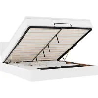 vidaXL Bed poef met matrassen en LED's 160x200cm kunstleer zuiver wit