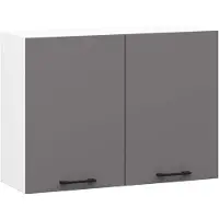 Hobby Hall Keukenkast modulaire OLIWIA W80 H580 met 2 Deuren / Hangkast / Bovenkast / Furniture Factory / Wit - Grafietgrijs / 80 x 58 x 30 cm