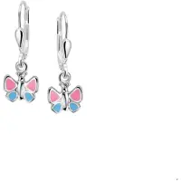 Trendjuwelier huiscollectie Oorhangers Vlinder Zilver Gerhodineerd Glanzend 21 mm x 7.5 mm