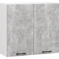 Akord Keukenkast modulaire OLIWIA W80 H720 met 2 Deuren / Hangkast / Bovenkast / Furniture Factory / Wit – Beton Grijs / 80 x 72 x 30 cm