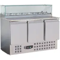 CombiSteel Pizzawerkbank 444L Met 3 Deuren (1/1 GN) - Boven 8x 1/6 GN - 1368x700x1180mm - Horeca Oven