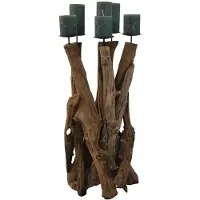 HSM Collection Kaarsenhouder 6 Kaarsen | HSM Collection hout naturel 35x65x35 cm kandelaars | NADUVI