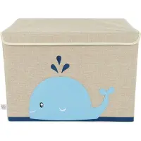 Bieco opbergbox met deksel | 65L opvouwbaar | ca. 36x36x51cm | speelgoedbox met deksel | opbergbox voor kinderen | dozen met deksel | grote opbergbox | organiser voor luiertafel | walvismotief