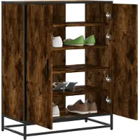 vidaXL Schoenenkast 75x38x97,5 cm bewerkt hout en metaal gerookt eiken