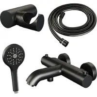 Brauer Black Edition thermostatische badkraan mat zwart set 4
