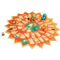 Scratch Spel: INCA TRAIL / GANZENBORD 35x35cm, met 4 houten pionnen en 1 houten dobbelsteen, in vormendoos 28.6x24.3x6.5cm, 4+