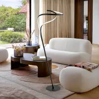 Schuller Valencia LED-vloerlamp Danza, dimbaar, zwart, Woon-/ Eetkamer, metaal, Modern, LED vloerlamp