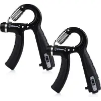 Faas Handtrainer - Set van 2 - Handknijper - Verstelbare Handtrainer 5 tot 60 KG - Automatische Teller - Verstelbare Handtrainer - Zwart - van