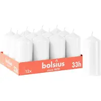 Bolsius - Gladde Stompkaars - 12 Stuks - Wit - 33 branduren - 12 x 5,8 cm