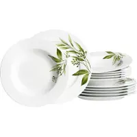 Ritzenhoff & Breker Evora Tafelservice 12-delig – Porselein Wit met Olijfgroen Motief