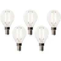 LUEDD Set van 5 E14 dimbare LED lampen P45 helder glas 3W 250 lm 3000K