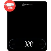 Kitchenwell Digitale Precisie Keukenweegschaal – Weegschaal Keuken - 1gr - 12kg – Tarra Functie - USB - Zwart