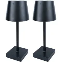 Benson LED tafellamp - 2x - zwart - aanraaksensor - aluminium - 26 cm