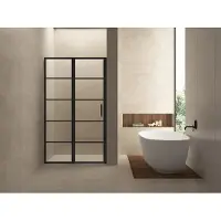 Mueller Skyline nisdeur met vaste wand 110x200 mat zwart anti-kalk