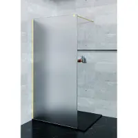 Saniclear Blurred douchewand matglas 90x200cm geborsteld messing profiel