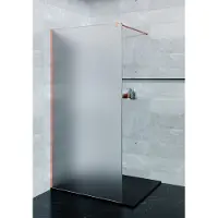 Saniclear Blurred douchewand matglas 90x200cm geborsteld koper profiel