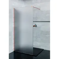 Saniclear Blurred douchewand matglas 110x200cm geborsteld koper profiel