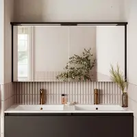 Fontana Grado spiegelkast met verlichting 117cm 2 deuren zwart mat