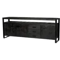 LivingFurn Norris dressoir zwart mangohout 210cm