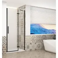 Gelco Trinity douchedeur 80cm links met helder glas zwart mat