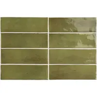 Jabo Premium Koko wandtegel 15x5cm olijfgroen glans