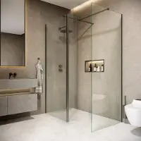 Saniclear Rivo inloop douchecabine 160x90cm met 40cm zijwand en 60cm vrije inloop verouderd ijzer - gunmetal