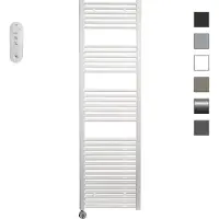 Sanicare HVS elektrische radiator 45x172cm wit met afstandsbediening en thermostaat chroom linksonder