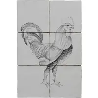 Terre d'Azur Malaga wandtegel met decor kip 13x13cm beige - 6 stuks