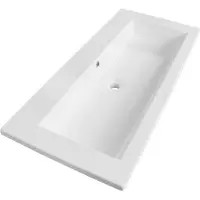 Brauer Solar Slim wastafel mineraalmarmer 100cm zonder kraangat wit glans