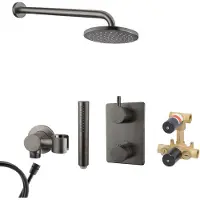 Mueller Ferro inbouw regendouche met hoofddouche 20cm en muurarm 45cm gunmetal - verouderd ijzer