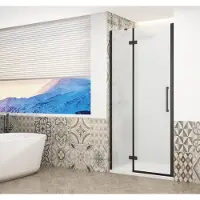 Gelco Trinity douchedeur 90cm links met mat glas zwart mat