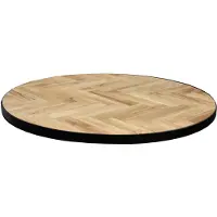 MD Interior Poera tafelblad eiken rond met zwarte rand en visgraat 130cm