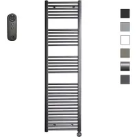 Sanicare HVS elektrische radiator 60x172cm gunmetal met afstandsbediening en thermostaat zwart rechtsonder