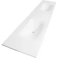 Brauer Glacier dubbele wastafel fine stone 200cm zonder kraangaten wit glans