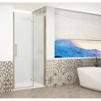 Gelco Trinity douchedeur 110cm rechts met mat glas goud