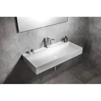 Sapho Twig wastafel gegoten marmer 100x47cm met kraangat wit glans