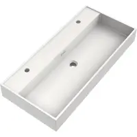 Brauer Gravity enkele wastafel mineraalmarmer 100cm met 2 kraangaten wit glans
