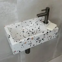 Saniclear Terrazzo fonteinset met rechte kraan in gunmetal