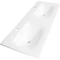 Brauer Glacier dubbele wastafel fine stone 120cm met kraangaten wit glans