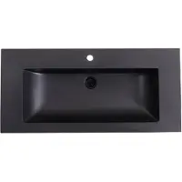 Lambini Designs Lugano wastafel quartz 100cm met kraangat zwart mat